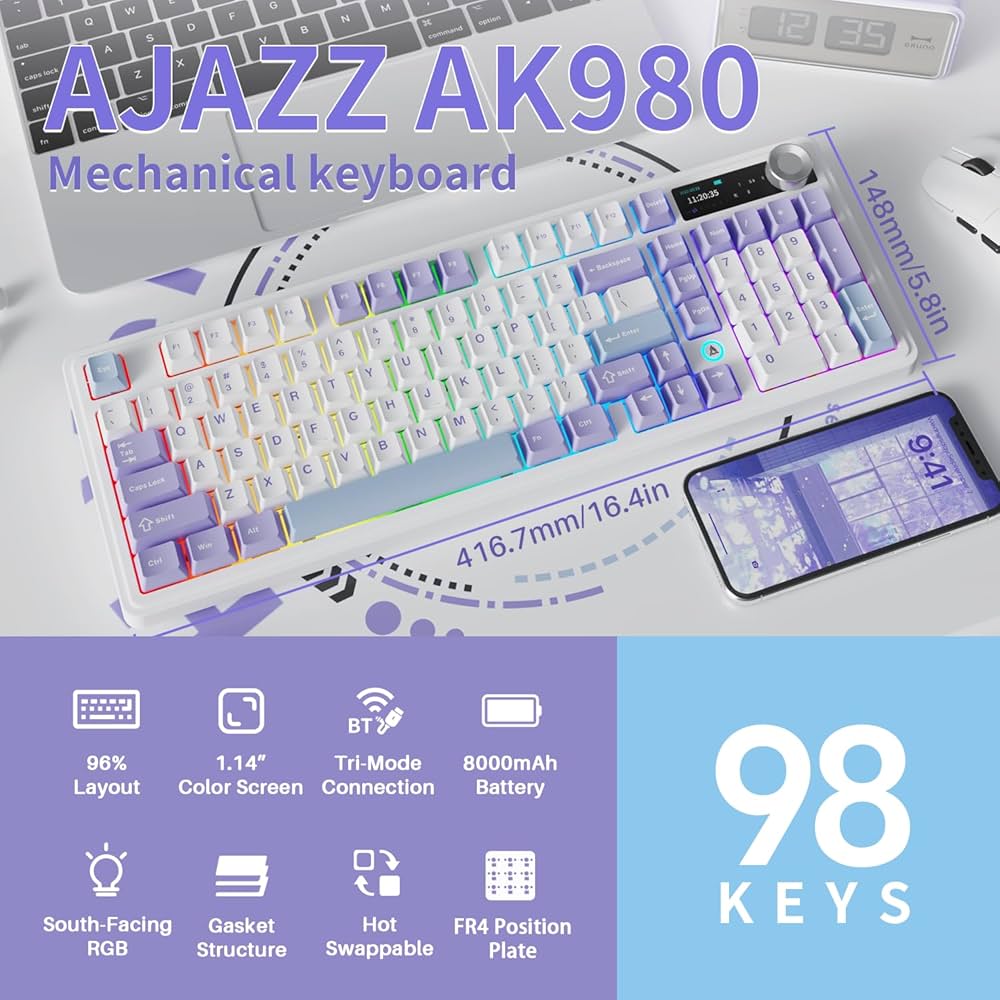 Amazon.com: AJAZZ AK980 Mechanical Keyboard Gaming Keyboard